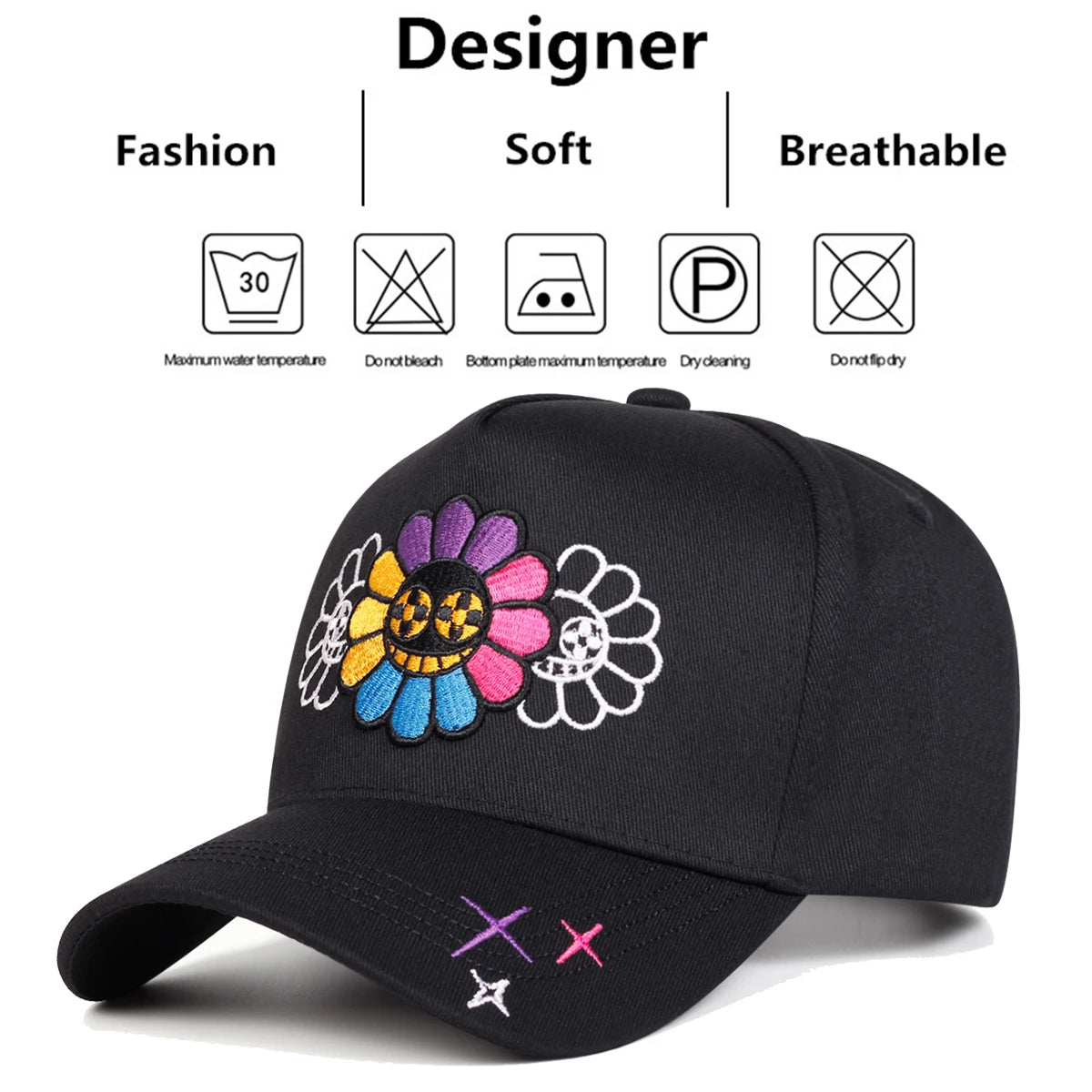 Unisex Colorful Sunflower Embroidery Baseball Caps Spring And Autumn