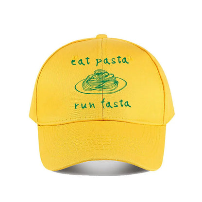 Pink Baseball Cap Eat Pasta Run Fasta Baseball Cap