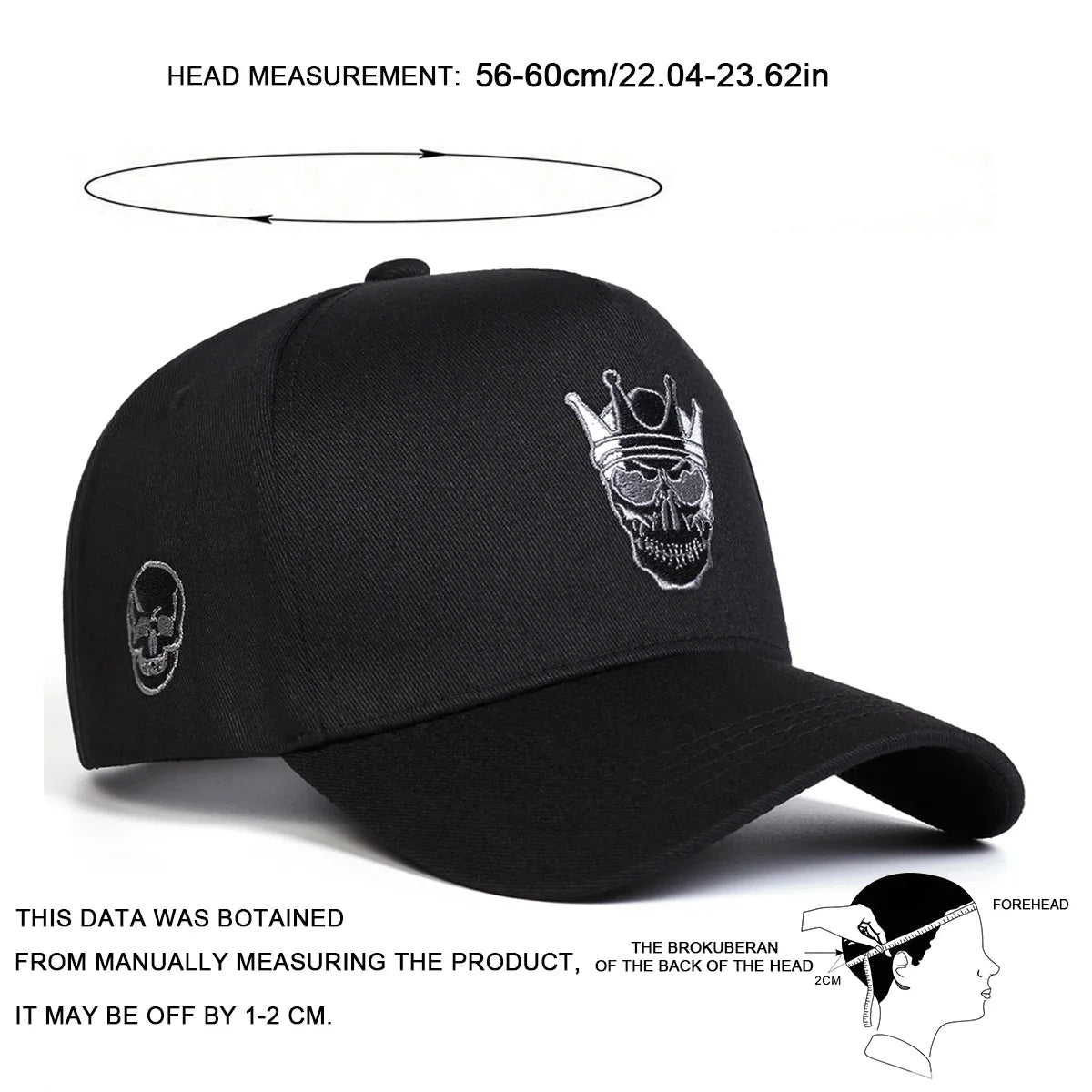 Unisex Skull Wearing A Crown Embroidery Baseball Caps