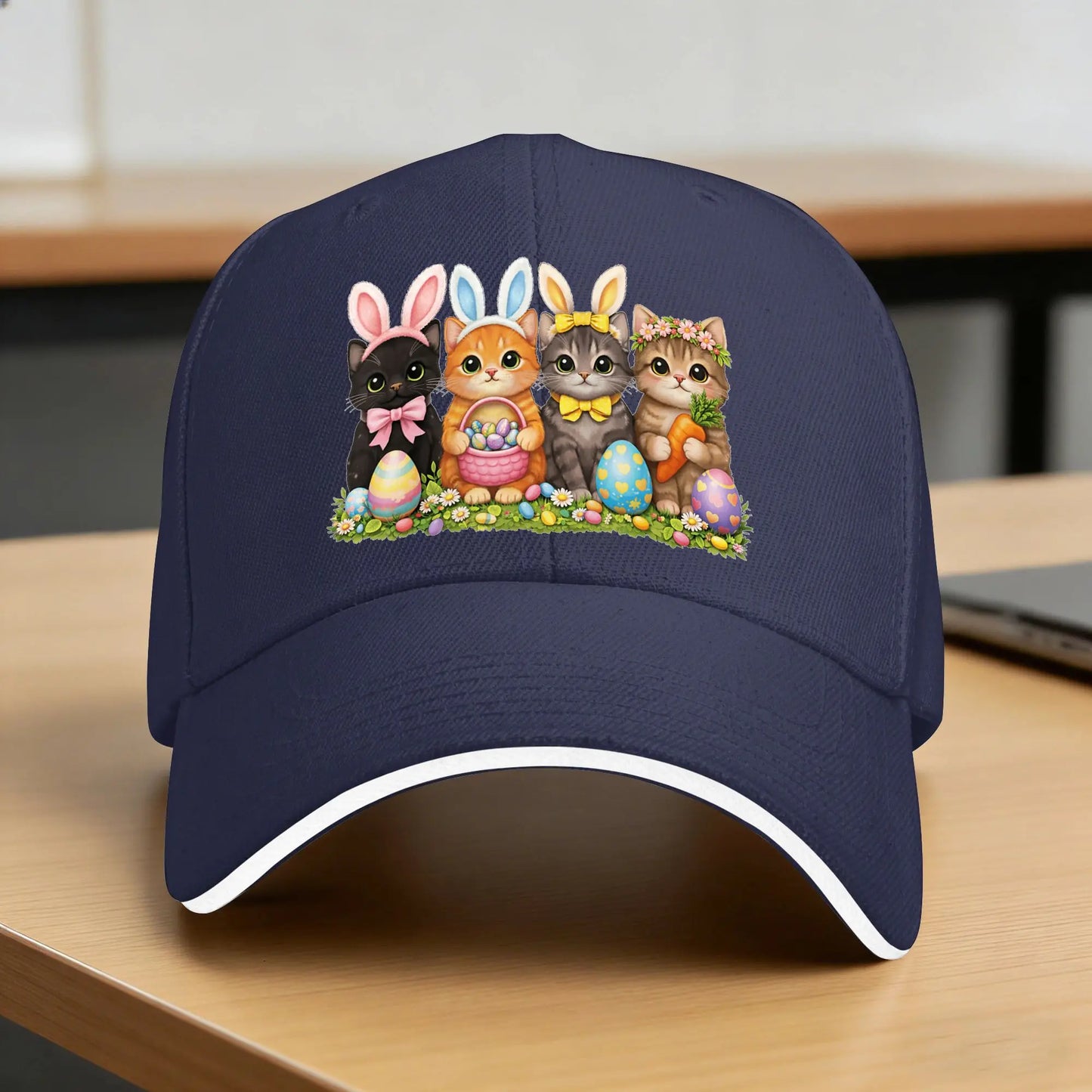 Funny Easter Cats Ears Bunny Eggs Sun Baseball Cap