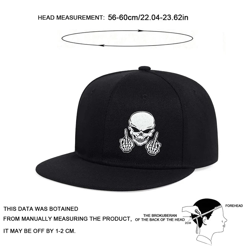 Unisex Skeleton Finger Embroidery Hip-hop Hats Snapback Cap Baseball Caps