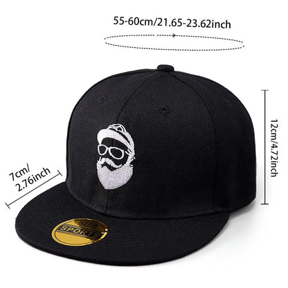 Bearded Uncle Baseball Cap, Unisex Fashionable Flat-Brim Hip-Hop Cap Snapback Caps