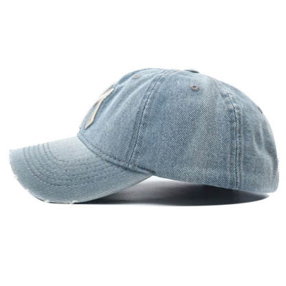 High Quality MY Embroidered Washed Denim Baseball Cap for Men Women