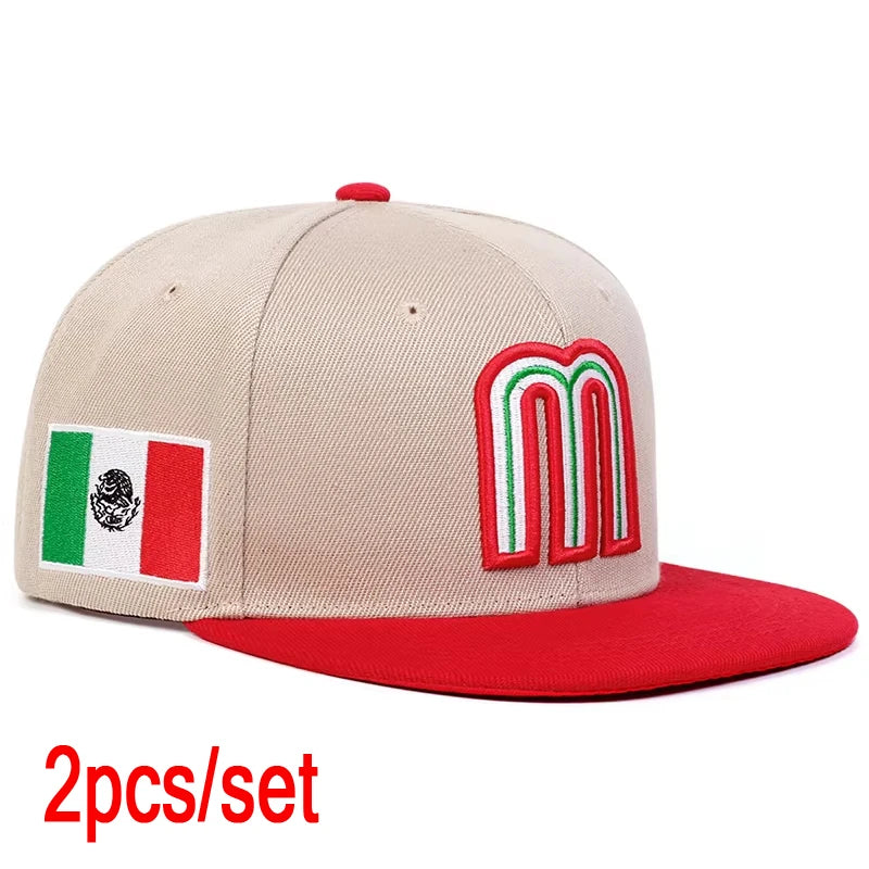 Fashion M Letter Mexico Flag Embroidery Baseball Cap Cotton Snapback Caps