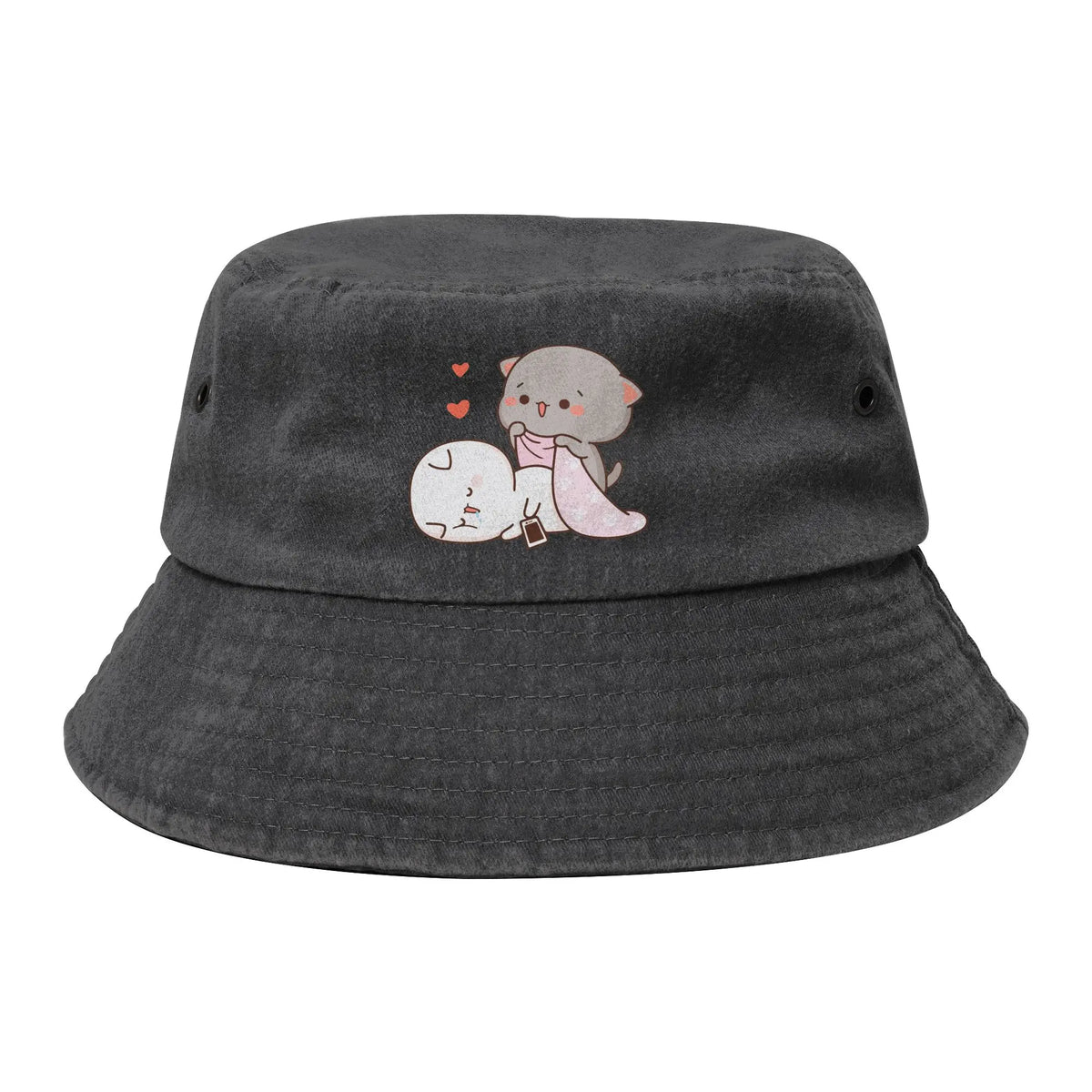 Peach And Goma Love Call Bucket Hat Vocation Mochi Cat