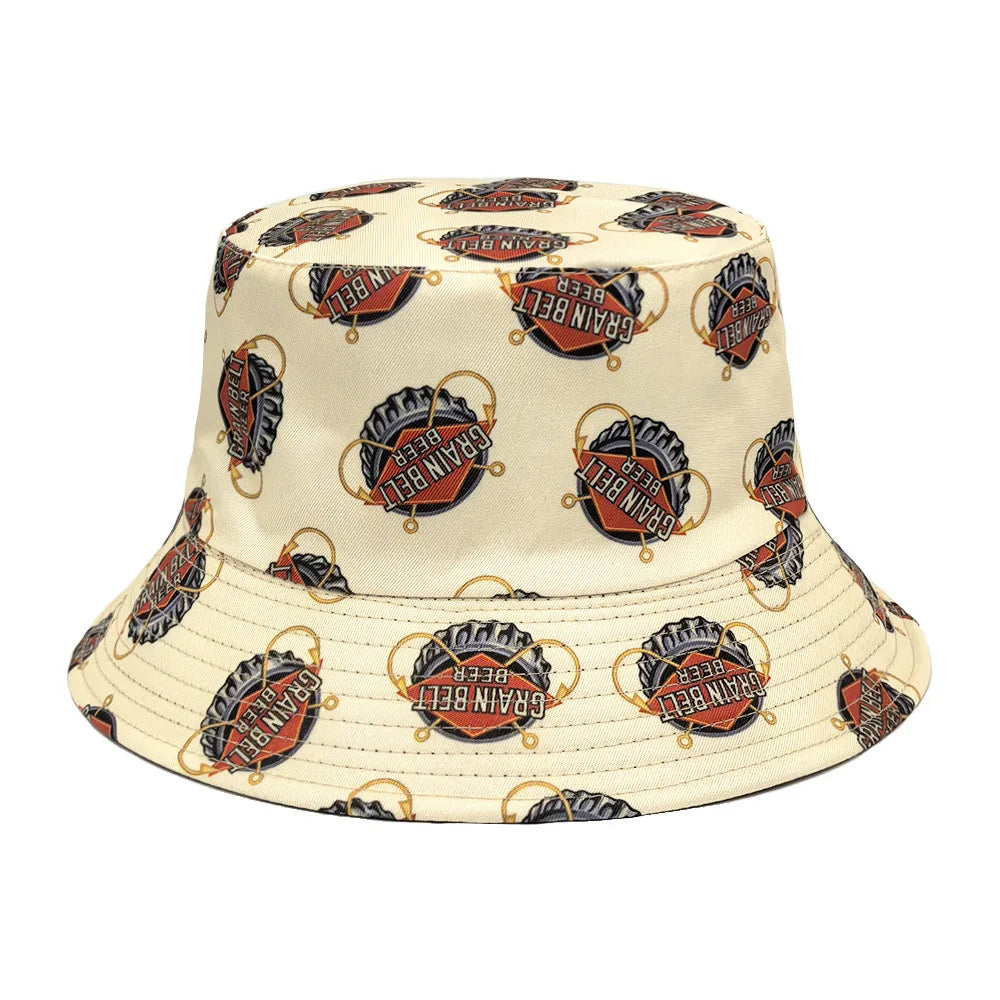 Double-sided Yellow Duck Print Pattern Panama Summer Sunscreen Fisherman Cap Bucket Hat