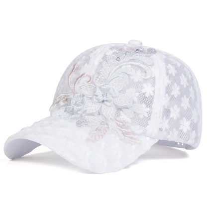 Unisex Lace Flower Embroidery Breathable Baseball Caps