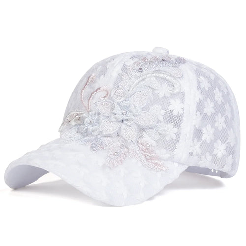 Unisex Lace Flower Embroidery Breathable Baseball Caps