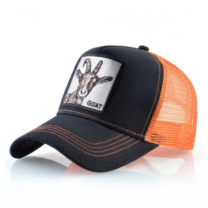 Fashion Trucker Caps With Embroidery Goat Patch