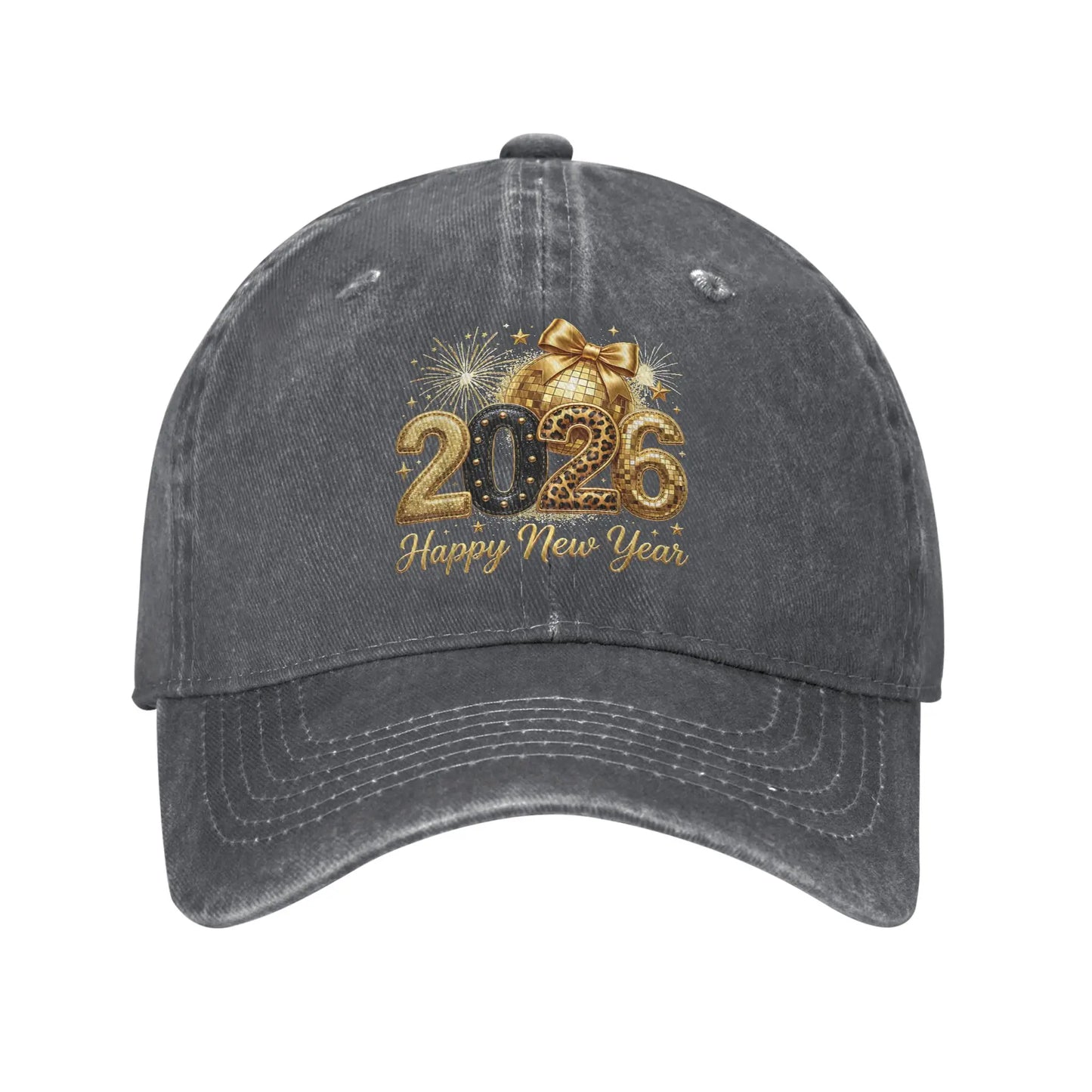 Summer Happy New Year Party 2026 Disco Ball Bow Baseball Cap