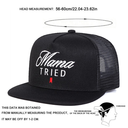 Unisex Mama TRIED Letter Embroidery Hip-Hop Net Hats Snapback Caps Baseball Caps Sunscreen Hat