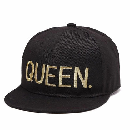 Unisex KING QUEEN Golden Thread Embroidery Hip-hop Hats Snapback Caps