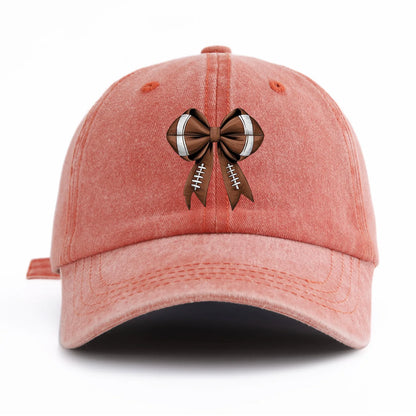 Bow Print Washed Baseball Cap For Adults