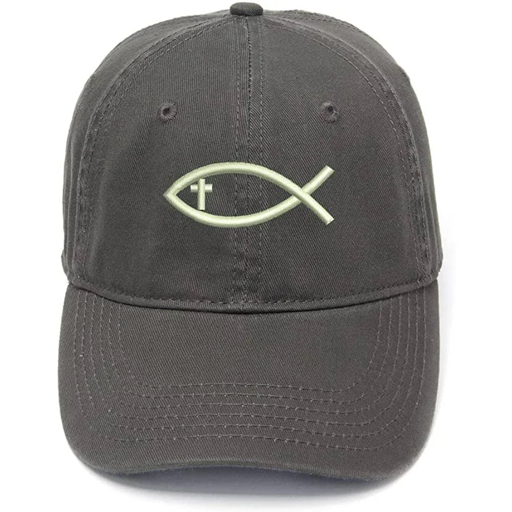 Men's Baseball Cap Jesus Christian Fish