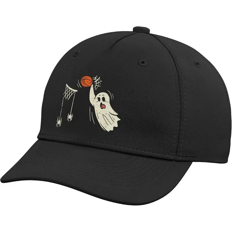 Ghost Basketball Dunk Spider Web Ring Halloween Baseball Hat