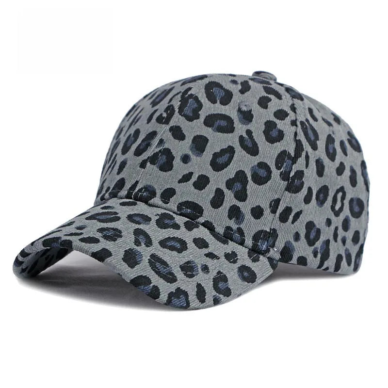 Women Winter Hat Leopard Pattern Corduroy Baseball Cap Men