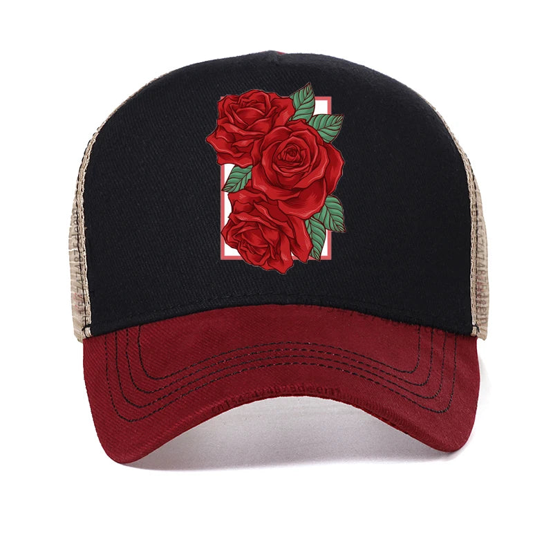 Unisex Rose Printing Baseball Cap For Men Women