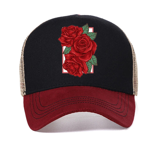 Unisex Rose Printing Baseball Cap For Men Women