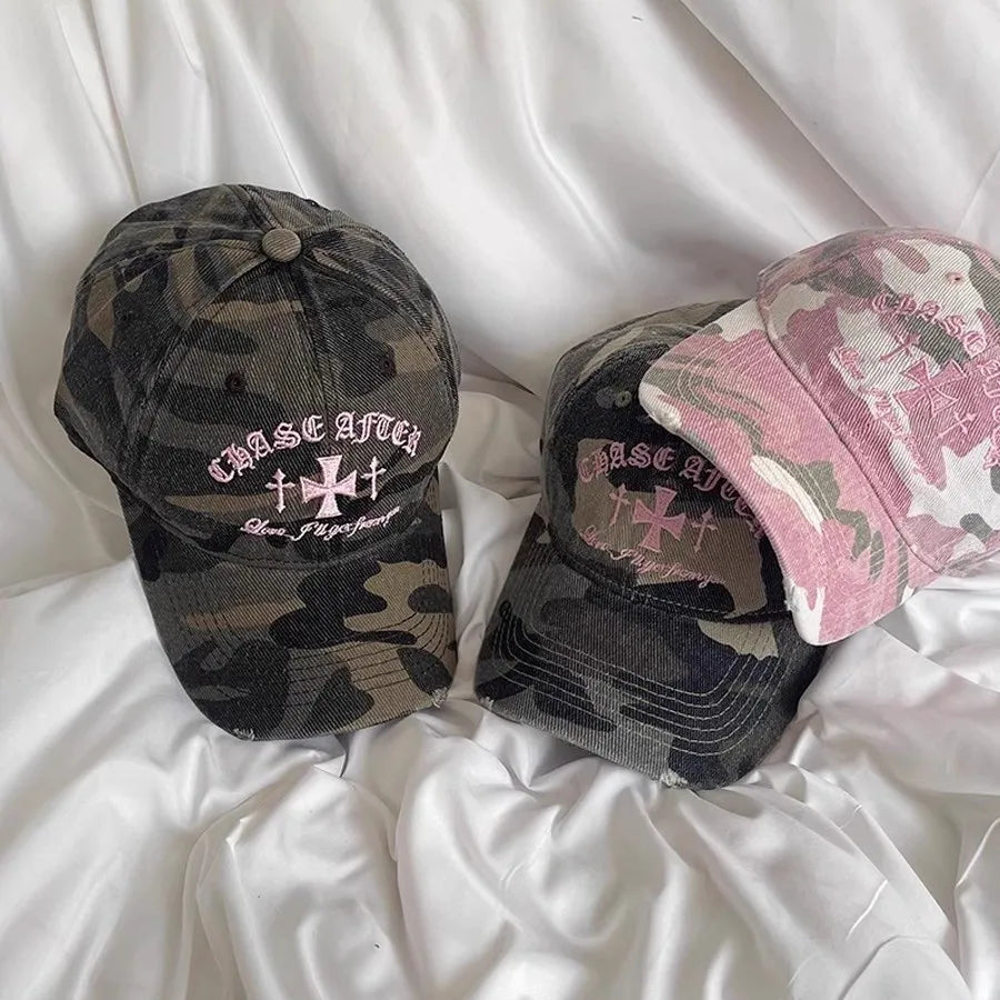 Retro Old Cross-Stitch Camouflage Baseball Cap For Men And Women
