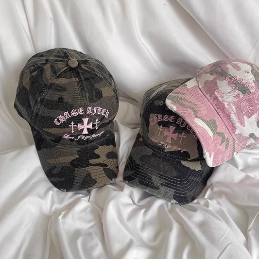 Retro Old Cross-Stitch Camouflage Baseball Cap For Men And Women