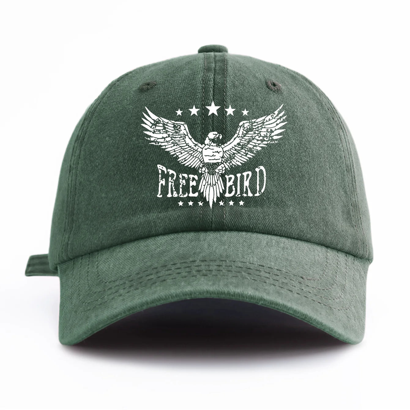 FREE BIRD Print Washed Baseball Cap