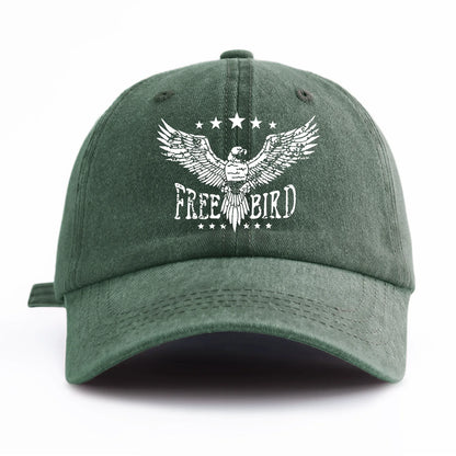 FREE BIRD Print Washed Baseball Cap