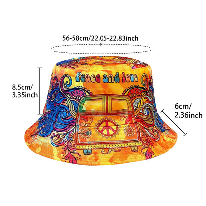 Peace and Love Colorful Fisherman Hat Foldable Fashionable Bucket Hat