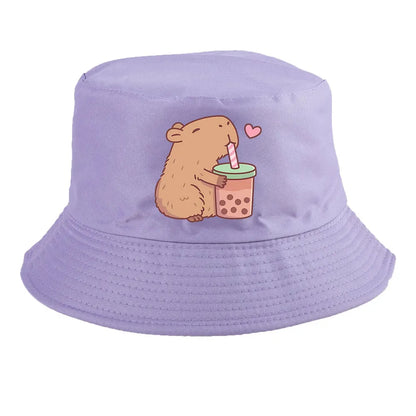 Summer Spring Ladies Cotton Korean Casual Outdoor Sunprotection Capybara Bucket Hat For Men Women
