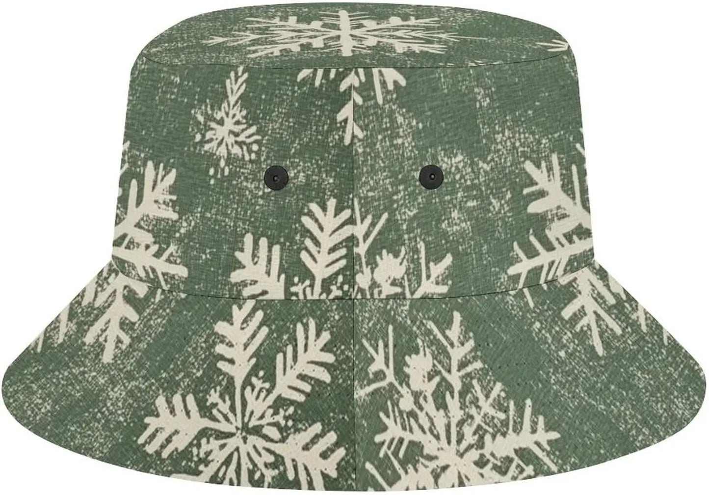 Vintage Fisherman Hat Green/White Snowflake Summer Bucket Hats
