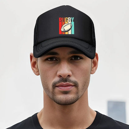 Retro Rugby Graphic Mesh Baseball Cap