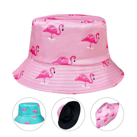Cartoon Flamingo Print Bucket Hat Lightweight Design Foldable Sun Hat