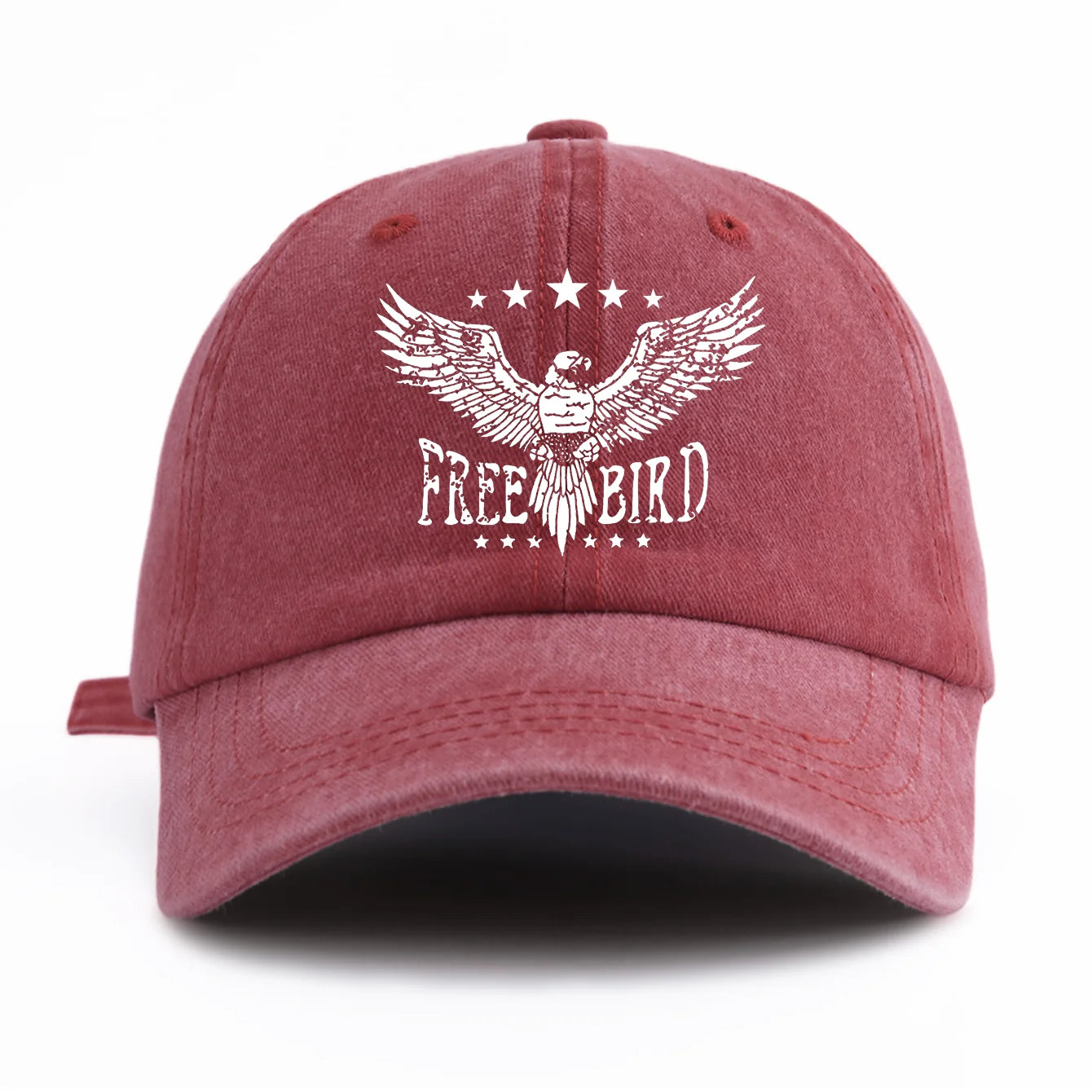 FREE BIRD Print Washed Baseball Cap
