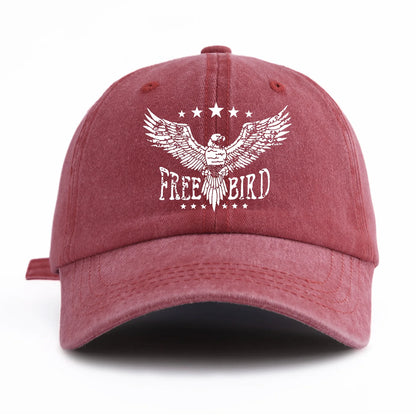 FREE BIRD Print Washed Baseball Cap