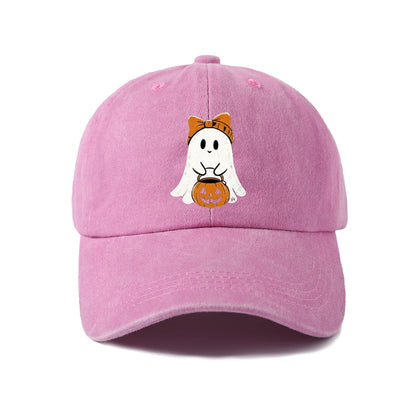 Ghost Girl with Pumpkin Graphic Baseball Cap