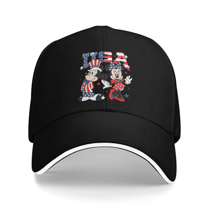 Goofy Checkered Baseball Cap Fashion Cartoon Mickey Mouse Sandwich Hats