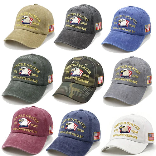 United States 250th Anniversary Baseball Cap Embroidered American Flag Eagle