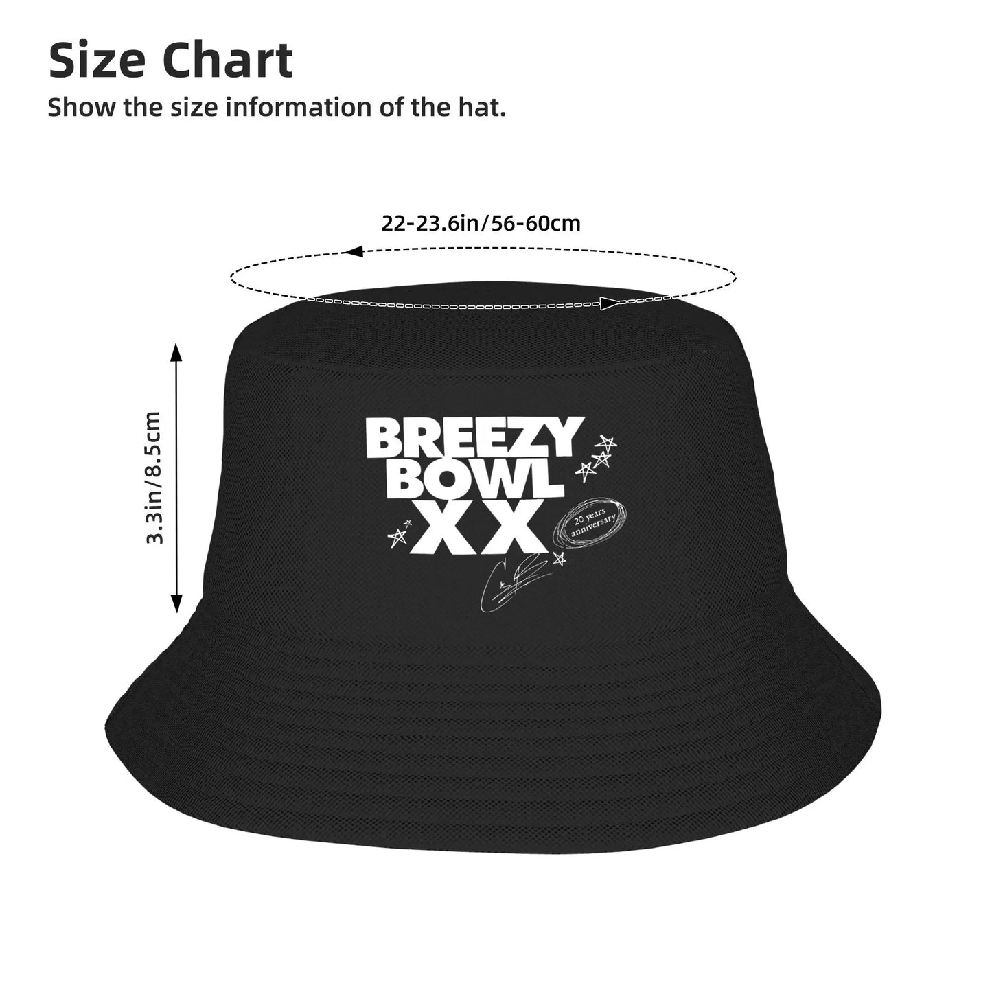 Fashion Bucket Hat Rapper Chris Brown Breezy Bowl XX Tour Bob Hat Girl Boy Cotton Fisherman Caps