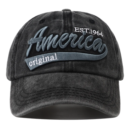 Unisex Distressed American Letter Embroidery Baseball Cap For Women Men