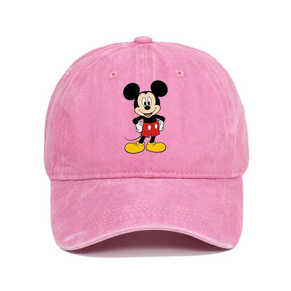 Retro Washed Mickey Mouse Print Baseball Cap