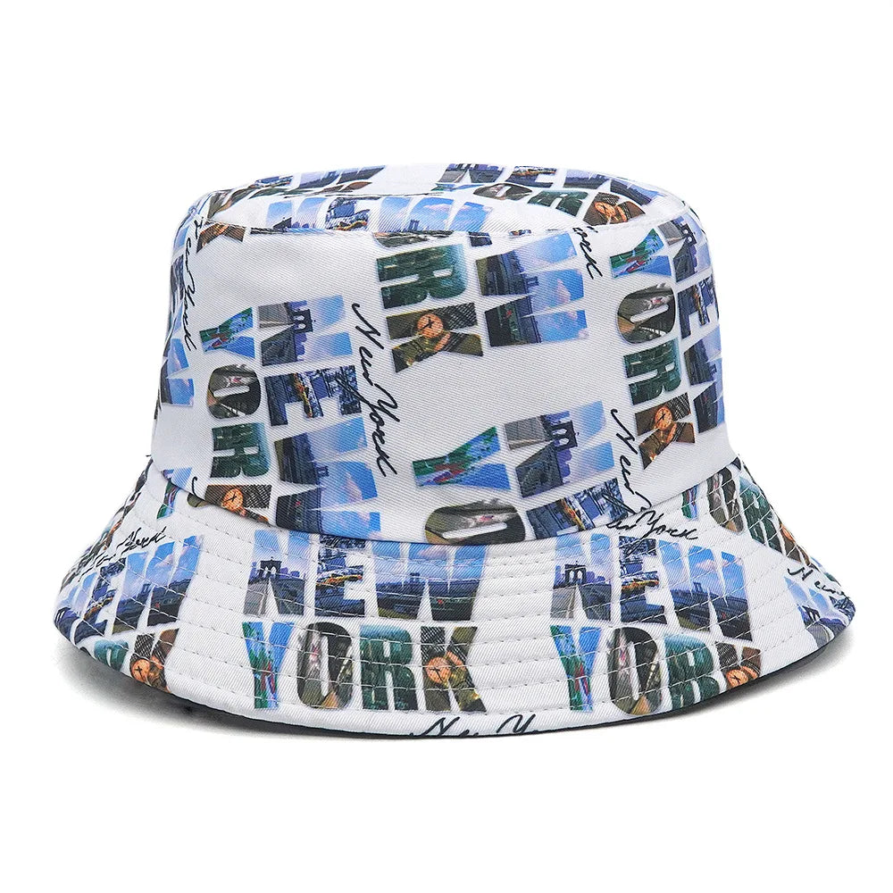Panama Bucket Hats Animal Letter Print Fisherman Hat For Women Men