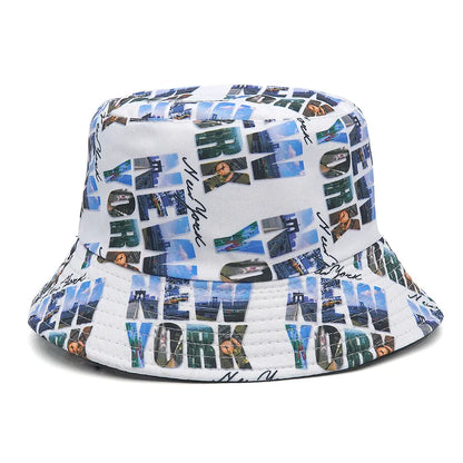 Panama Bucket Hats Animal Letter Print Fisherman Hat For Women Men