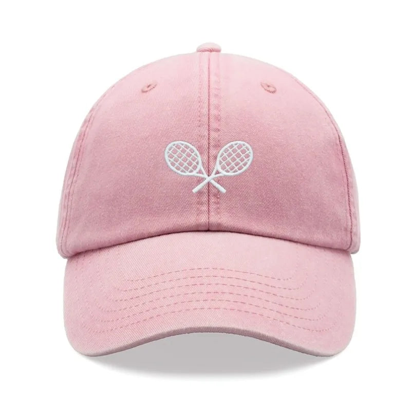 Tennis Racquets Crossed Retro Washed Baseball Caps