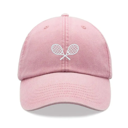 Tennis Racquets Crossed Retro Washed Baseball Caps