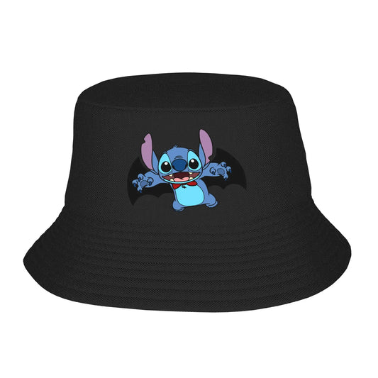 Streetwear Cartoon Stitch Bat Halloween Bucket Hat Girl