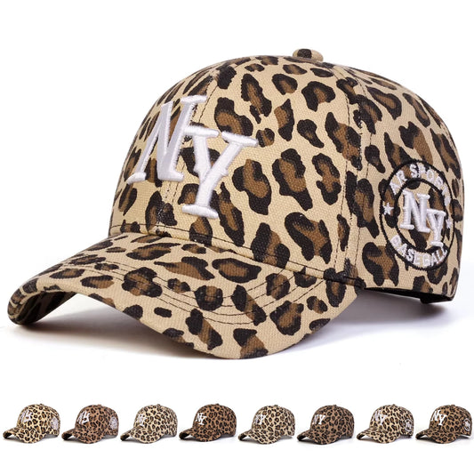 Unisex Letter Embroidery Leopard Print Baseball Caps Trucker Hats