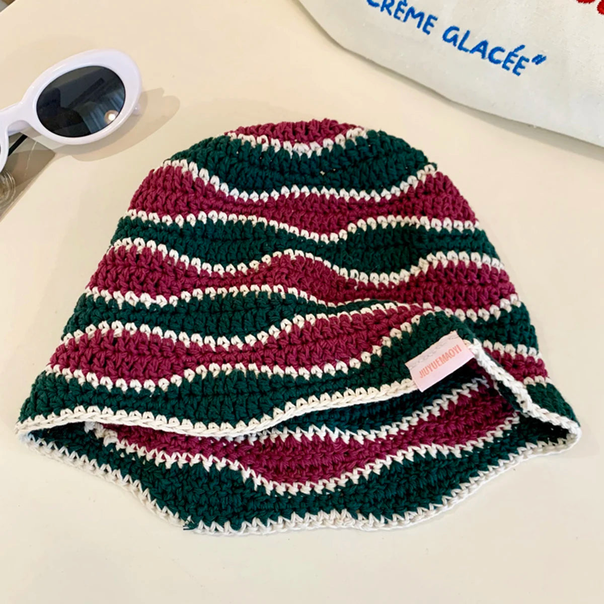 Fashion Colorful Gradient Stripe Woolen Hat Women's