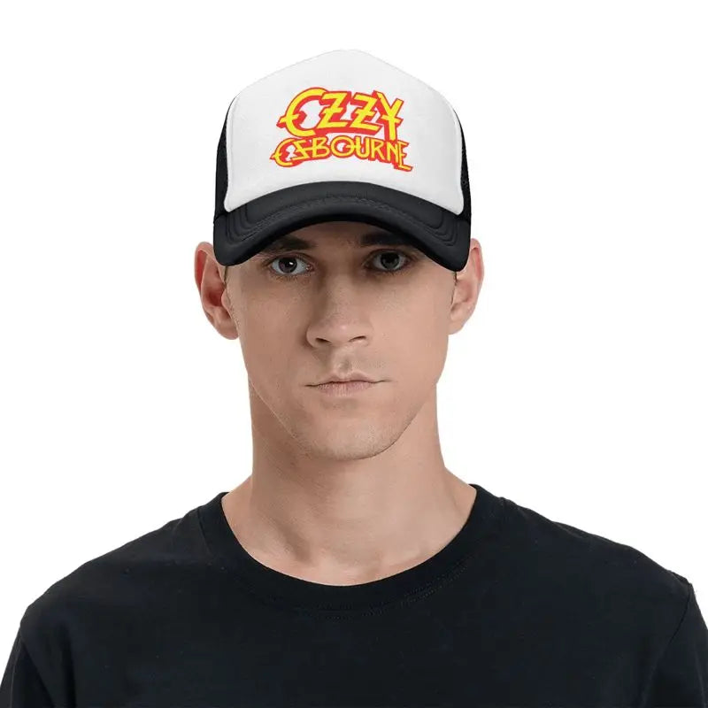 Custom Ozzy Osbourne Metal Hard Rock Print Mesh Baseball Cap
