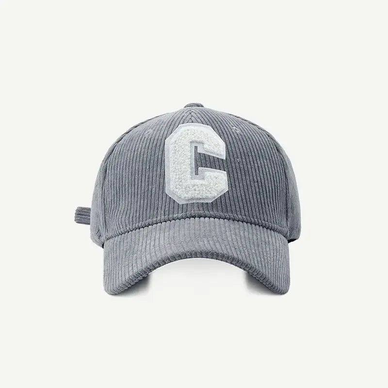 Corduroy Baseball Cap Ladies Fashion C Letter Snapback Hat Adjustable Casual Hip Hop Cap For Men