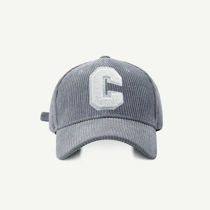 Corduroy Baseball Cap Ladies Fashion C Letter Snapback Hat Adjustable Casual Hip Hop Cap For Men
