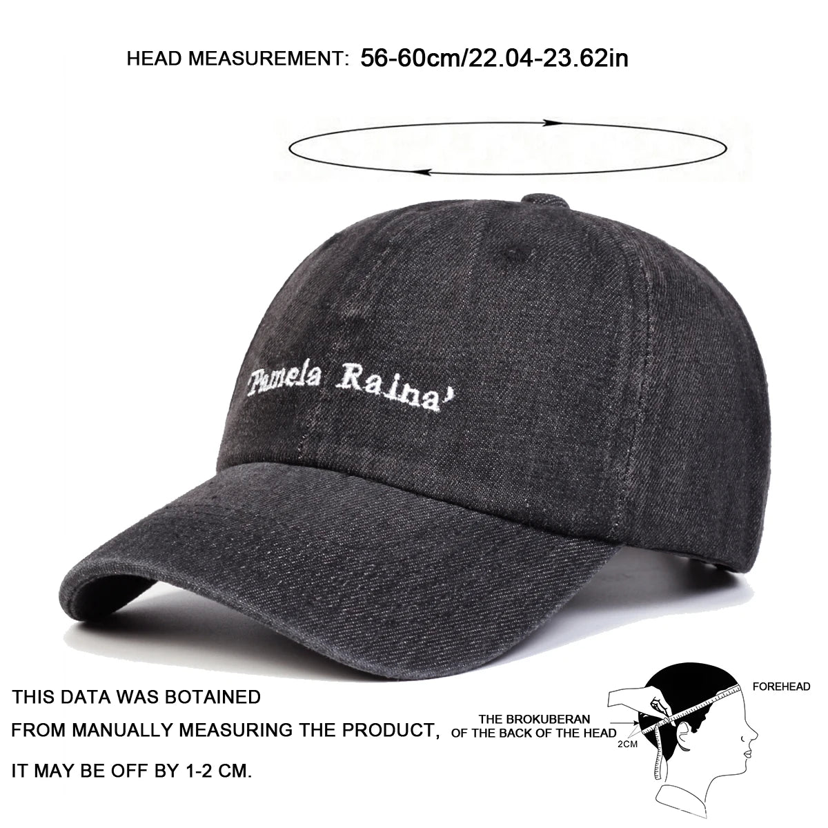 Unisex Pamela Raina Letter Embroidery Wash Baseball Caps